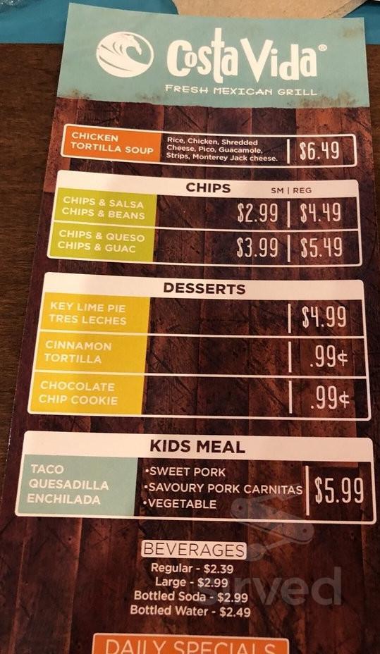 Costa Vida Menu Nutrition Facts Besto Blog