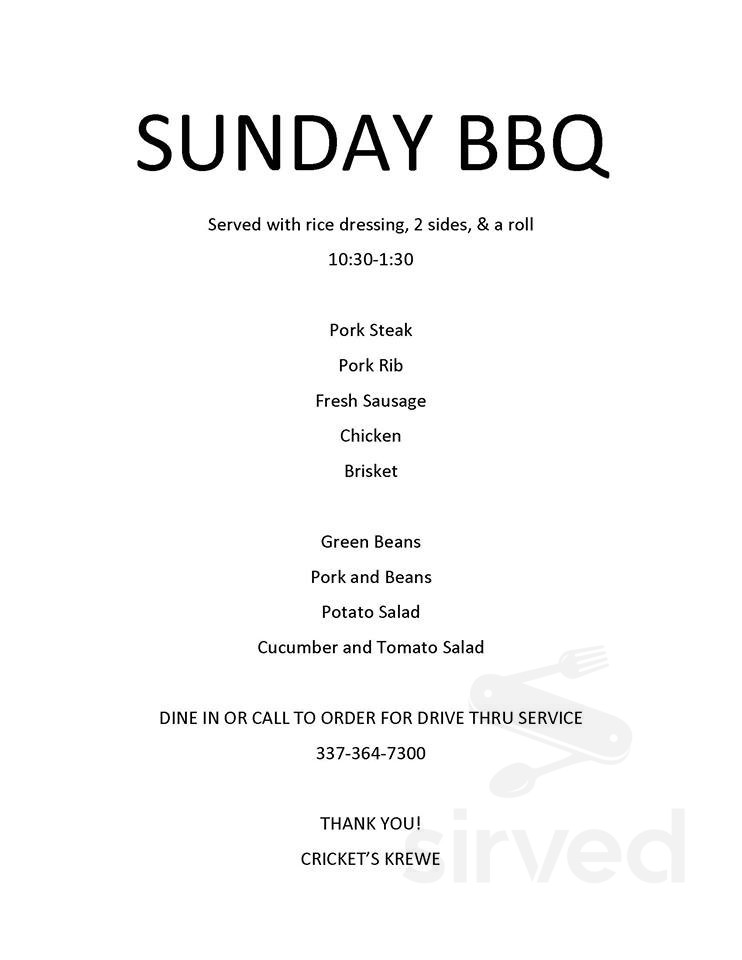 Billeaud's No. 3 LLC menu in Broussard, Louisiana, USA