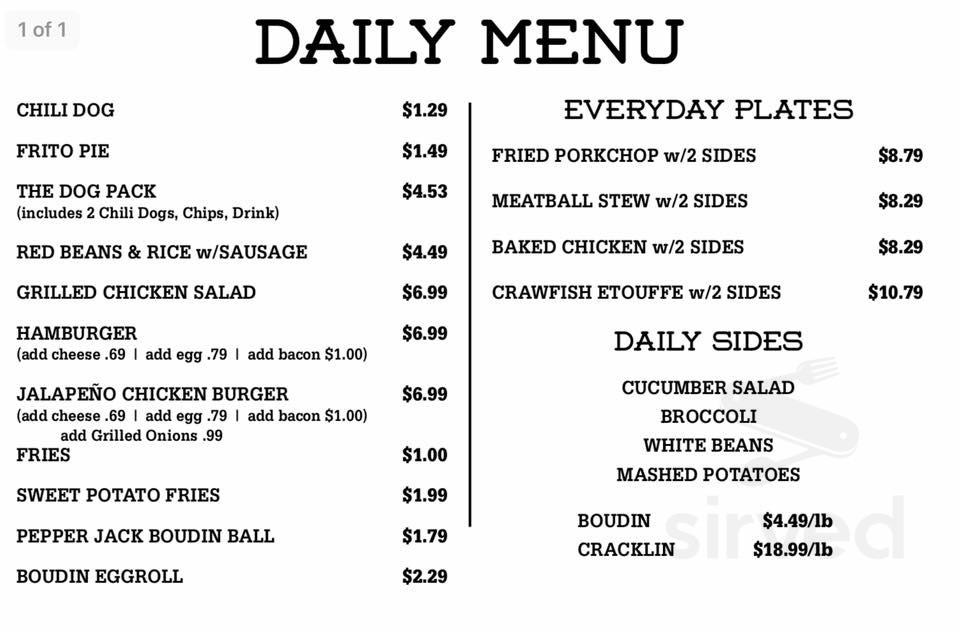 Billeaud's No. 3 LLC menus in Broussard, Louisiana, United States