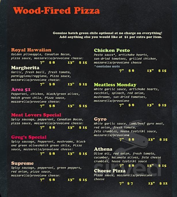 The Hopper Pub and Pizzeria menu in Rio Rancho, New Mexico, USA