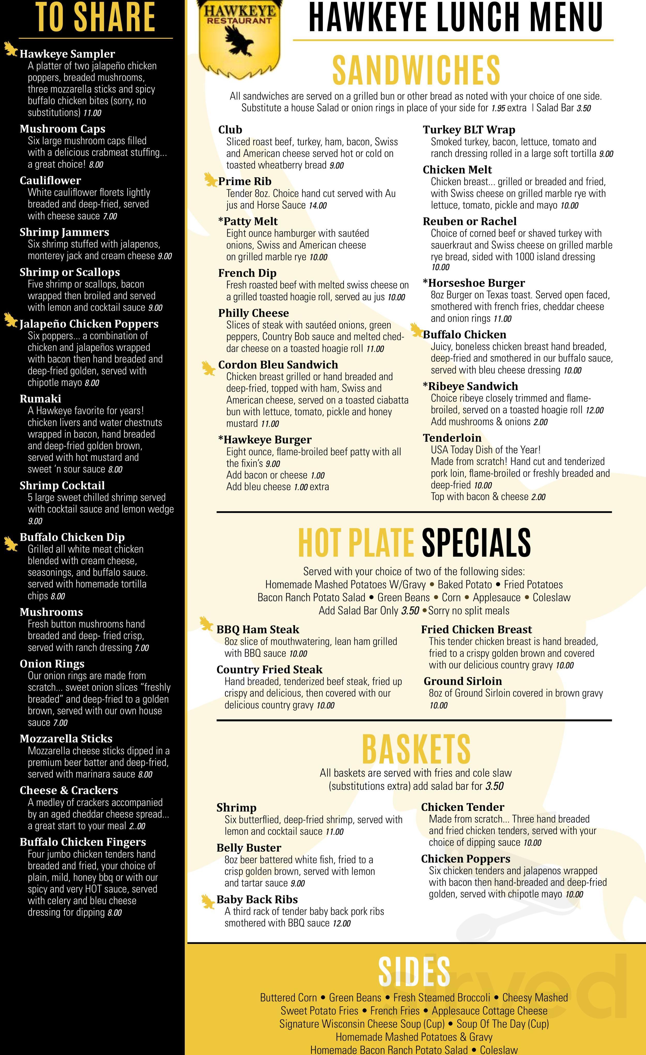 Hawkeye Restaurant menu in Keokuk, Iowa, USA