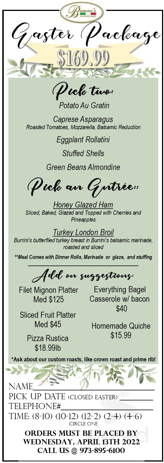 Burrini's Olde World Market menus in Randolph, New Jersey, United States