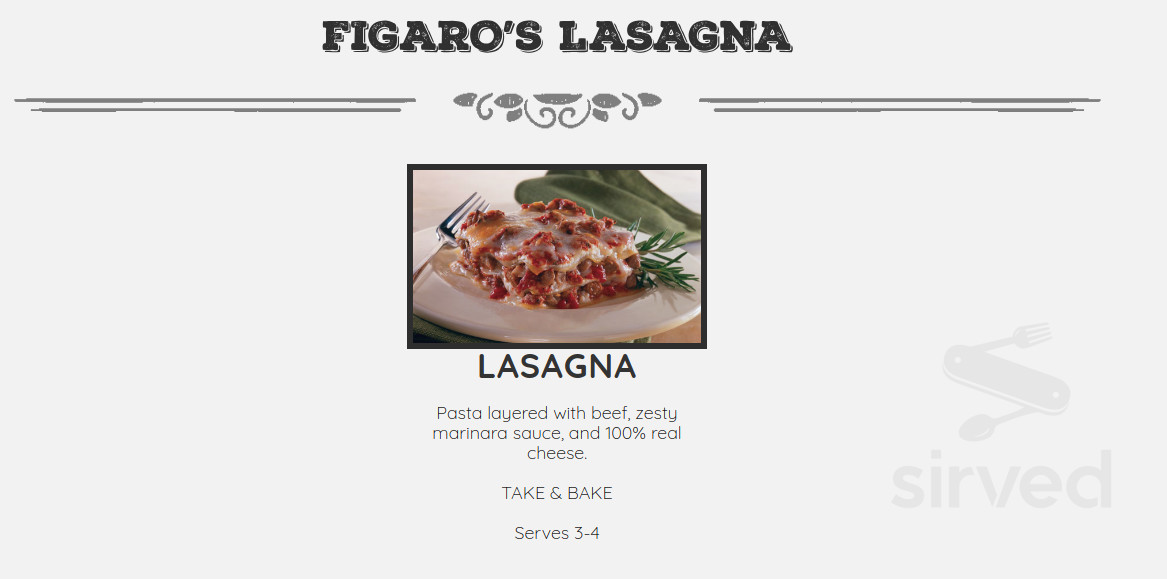 Figaro's Pizza menu in Estacada, Oregon