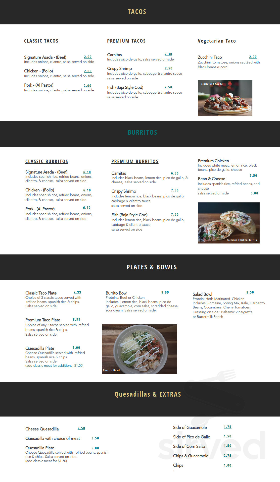 Fiesta Taco Grill menu in Santa Clarita, California
