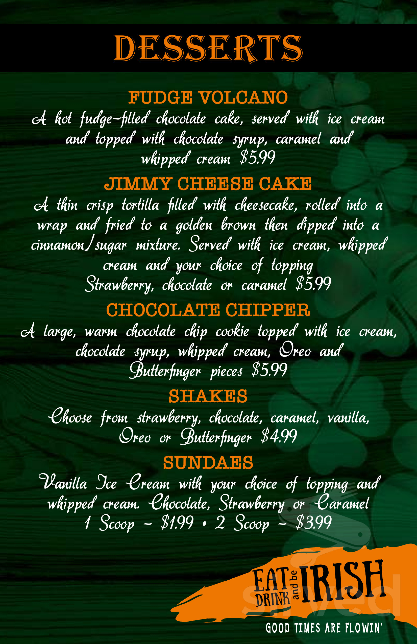 Jimmy's Pour House menu in Sauk Rapids, Minnesota, USA