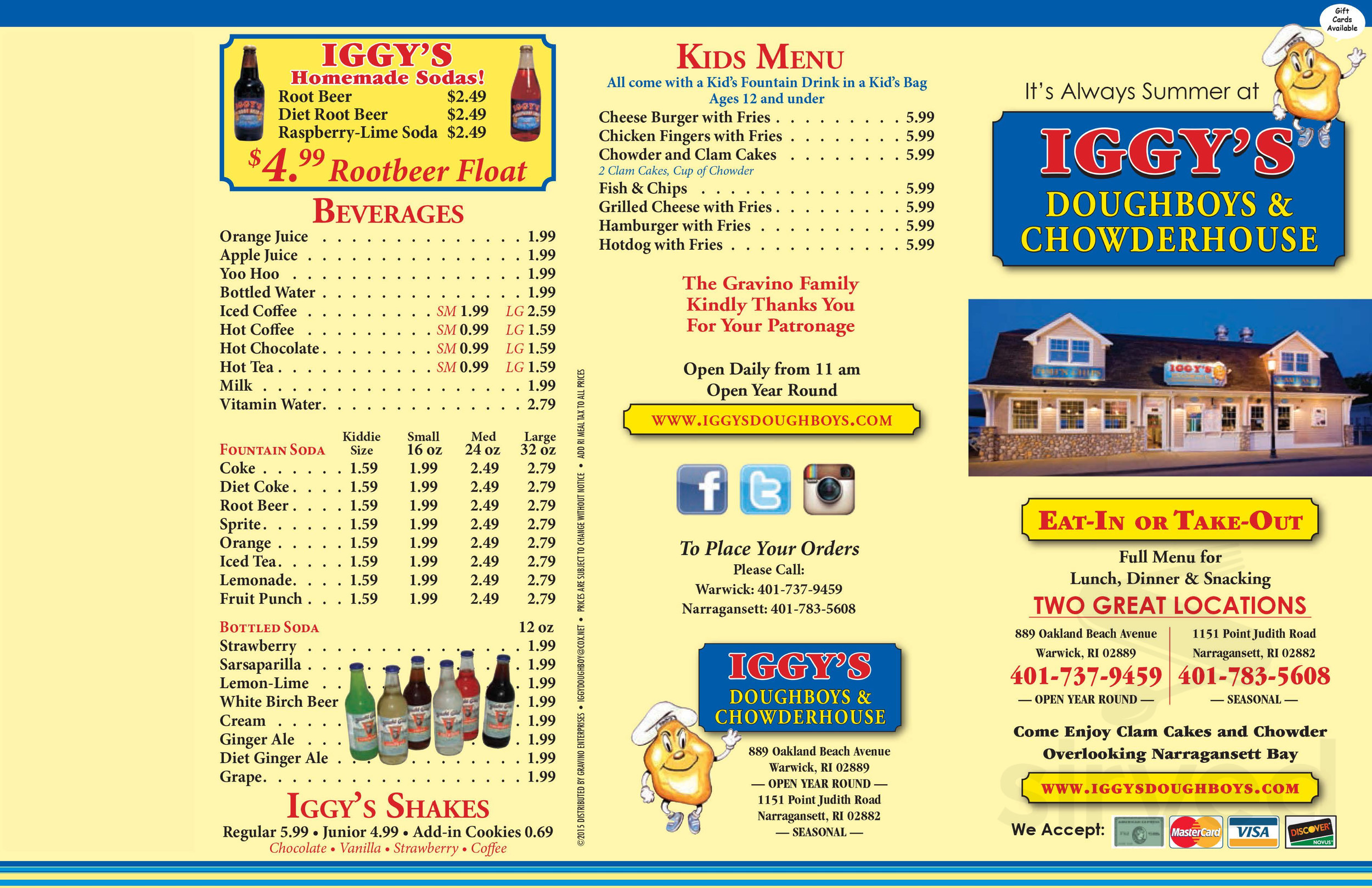 Menu - Narragansett RI's Iggy's Doughboys | Sirved