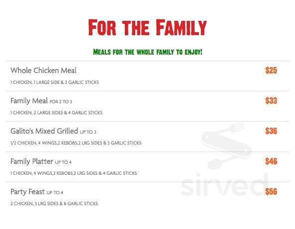 Galito's Hamilton menu in Hamilton, Ontario