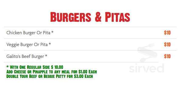 Galito's Hamilton menu in Hamilton, Ontario