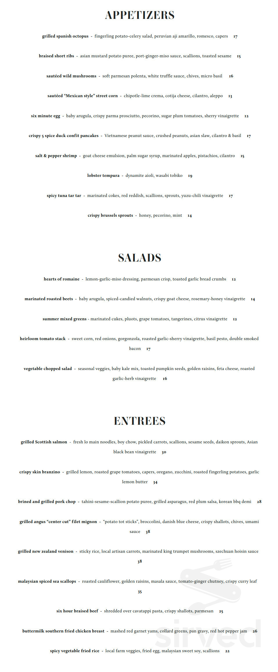 Pearl District Restaurant menu in Westlake Village, California, USA