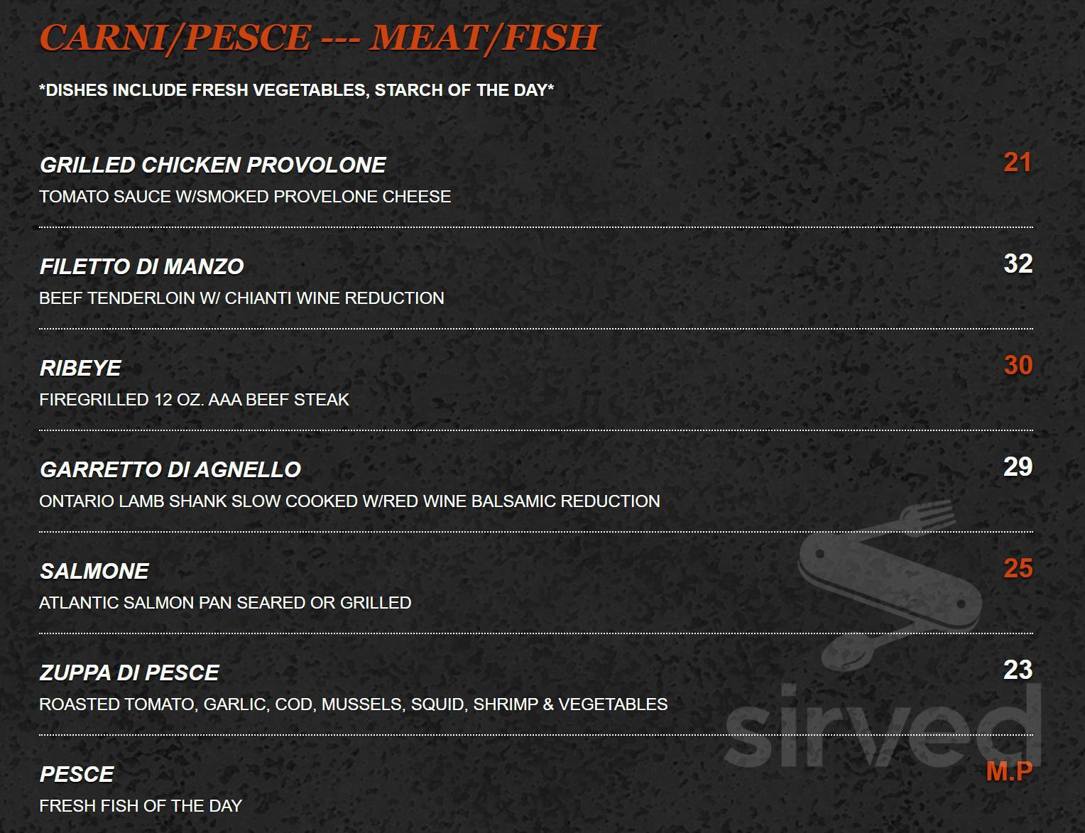 Fratelli Pasta Grill menu in Windsor, Ontario, Canada