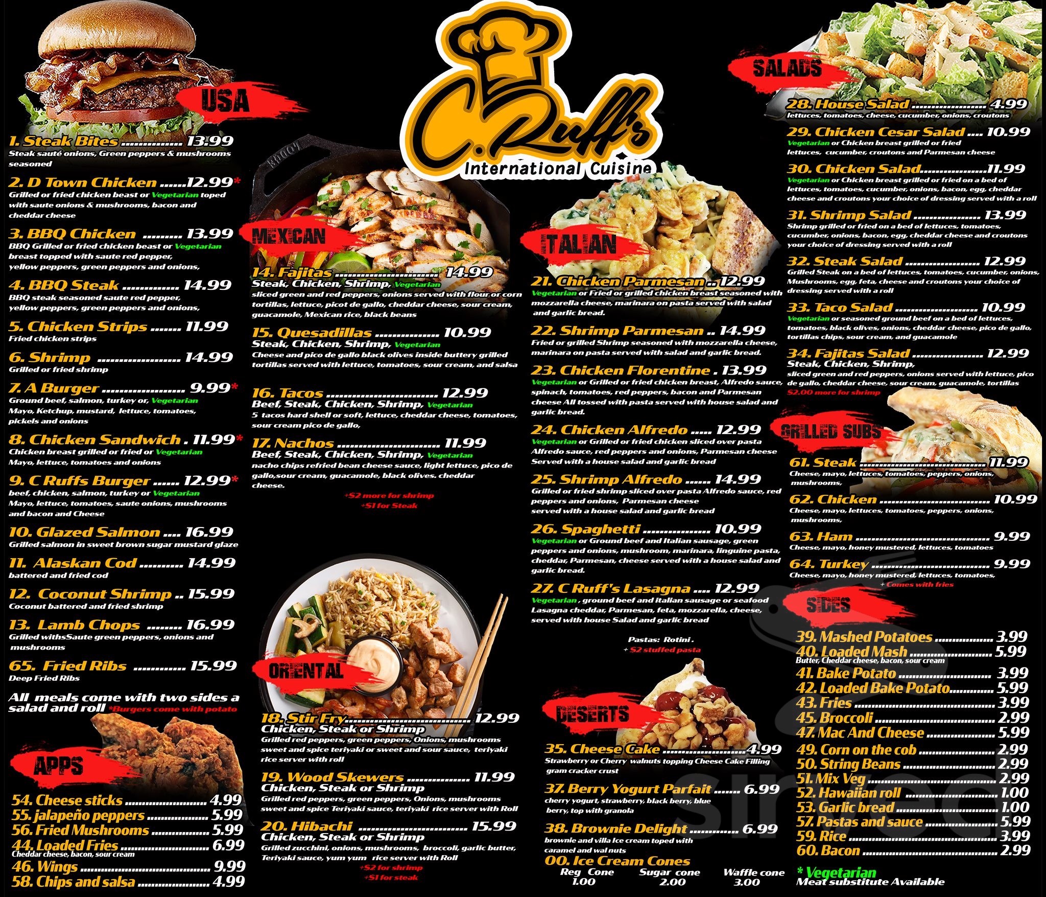 Menu for C Ruff's International Cuisine in Detroit, MI | Sirved