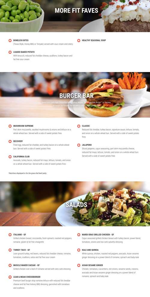 Muscle Maker Grill menu in Tallahassee, Florida, USA