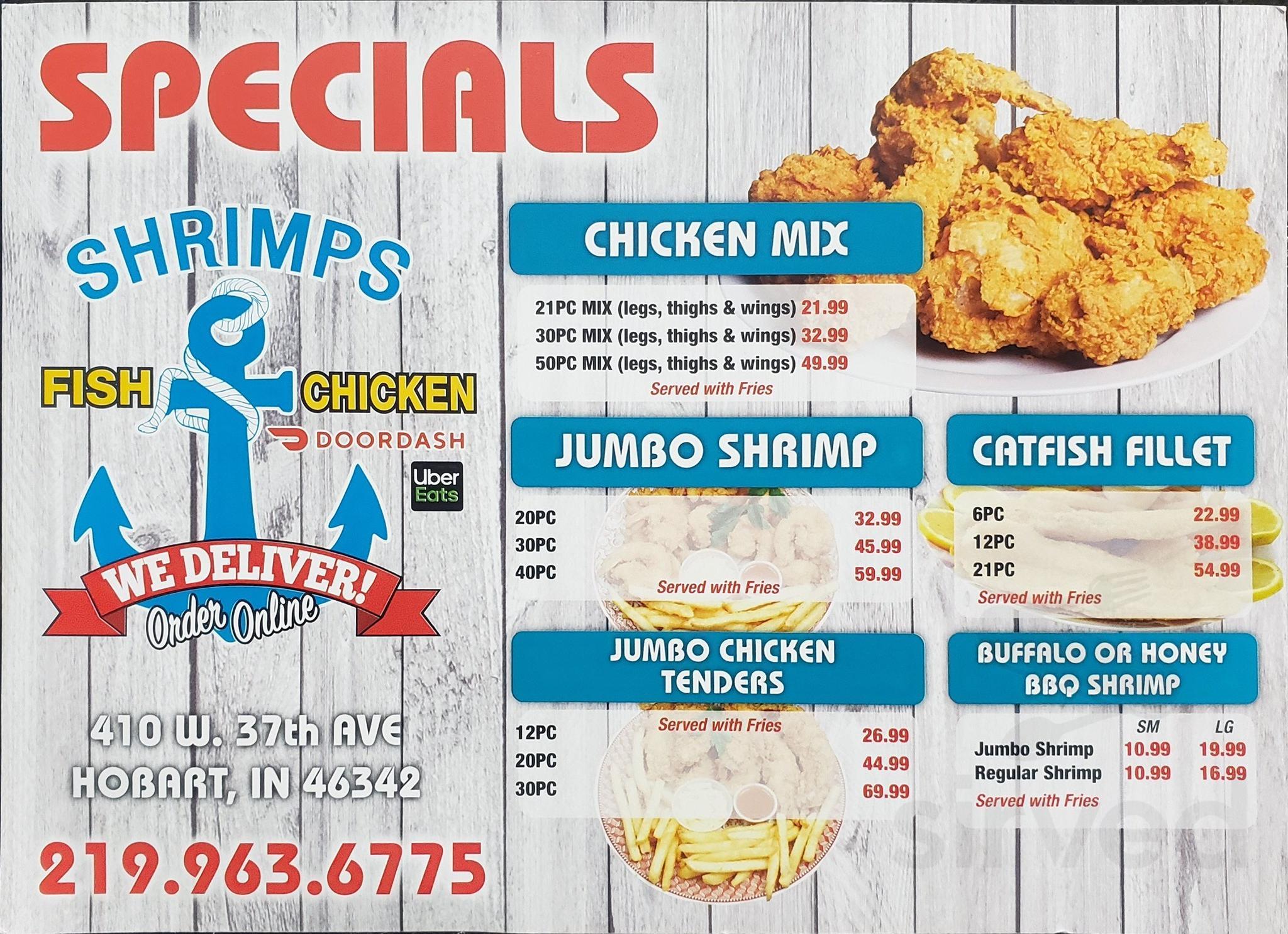 Shrimps Fish & Chicken menus in Hobart, Indiana, United States