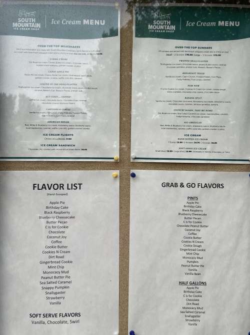 South Mountain Creamery Ice Cream Shop & Pizza menu in Frederick