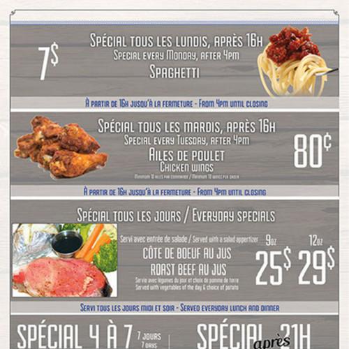 Brasserie Le Manoir PointeClaire menu in PointeClaire, Quebec, Canada