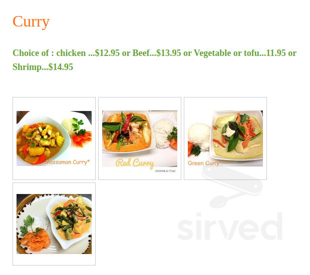 Gummlai Thai menu in Abington, Pennsylvania