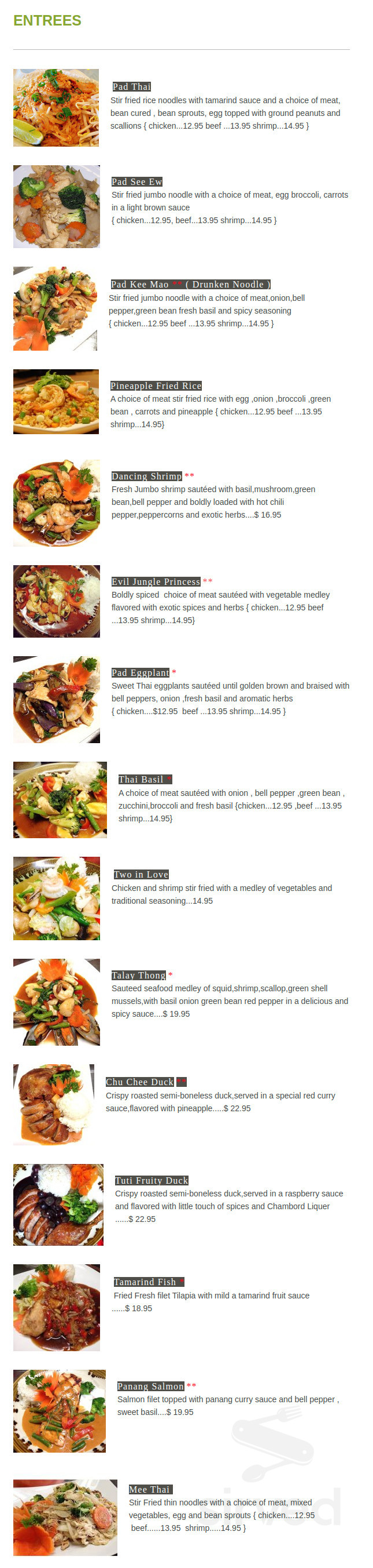 Gummlai Thai menu in Abington, Pennsylvania