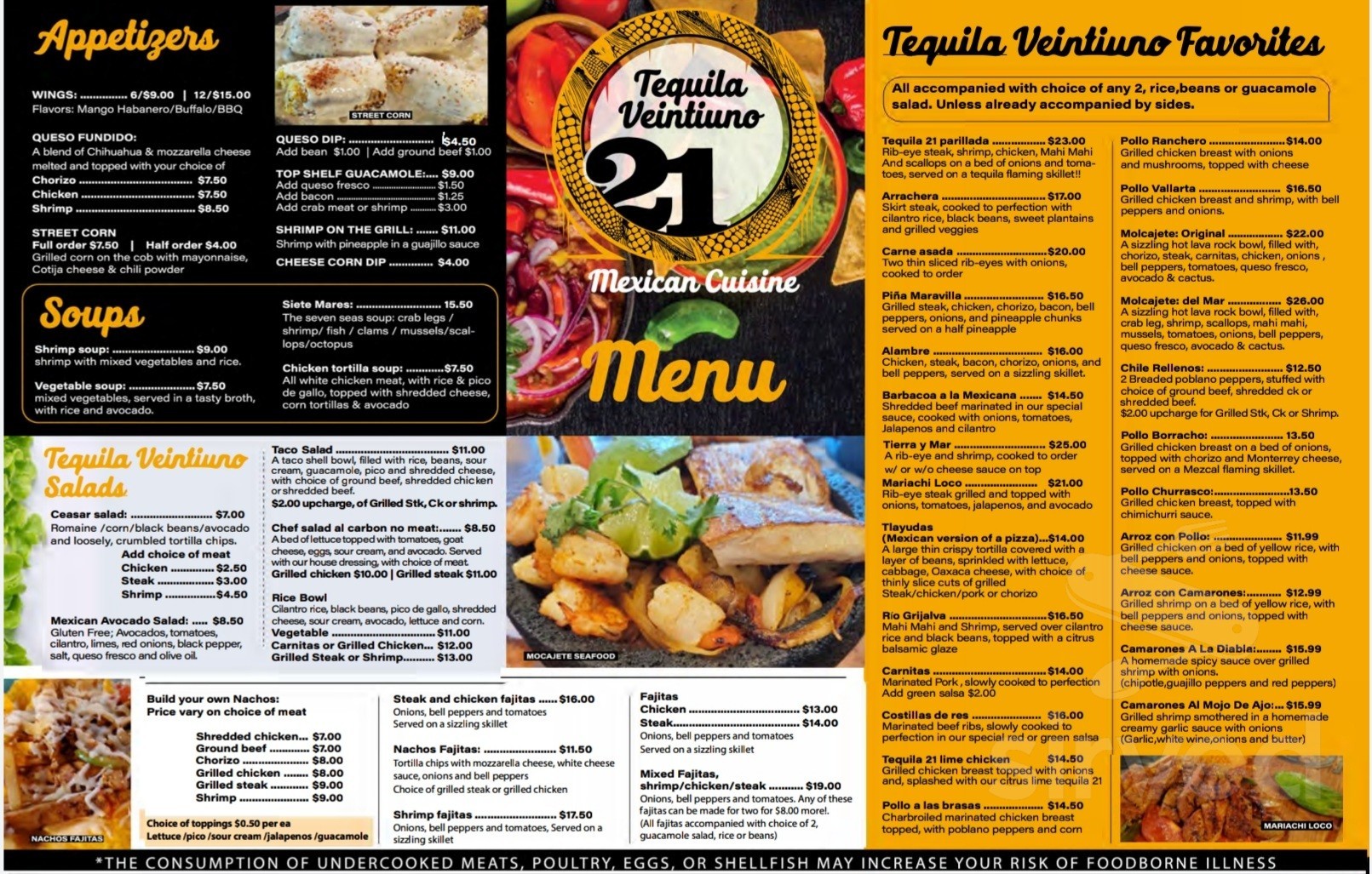 Tequila Veintiuno Mexican Cuisine menu in Cocoa, Florida, USA