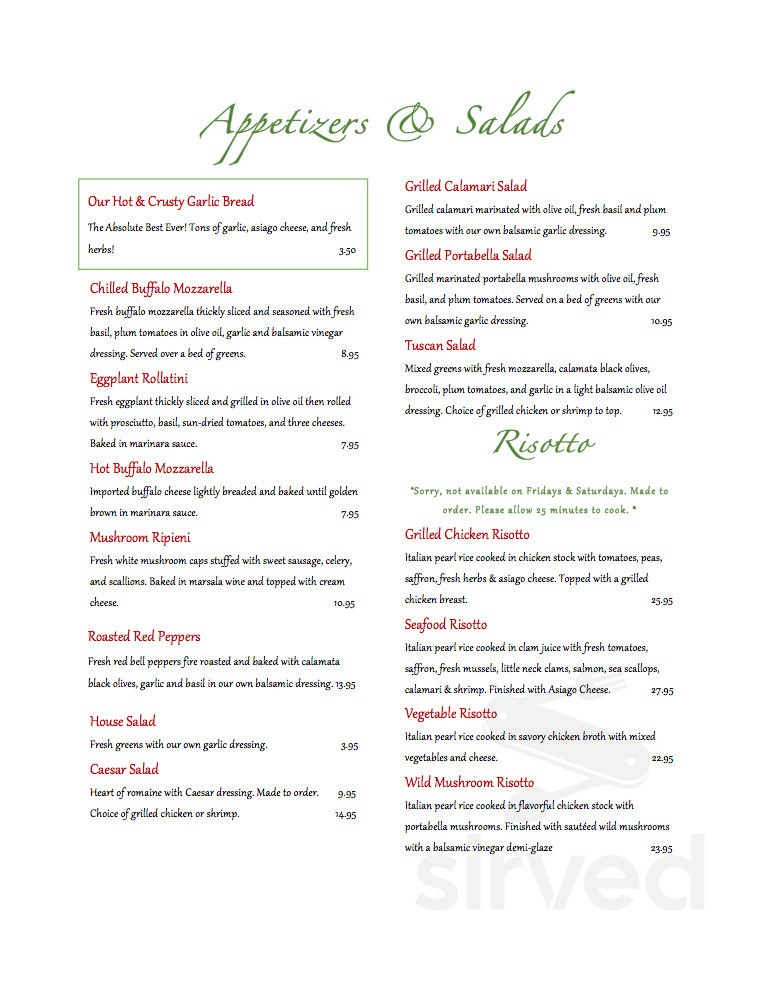 Buon Appetito menu in Canton, Connecticut
