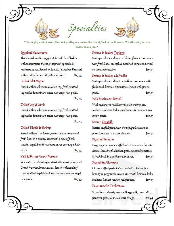 Buon Appetito specials menu in Canton, Connecticut