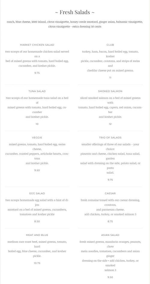 Between the Bread menu in New Orleans, Louisiana, USA