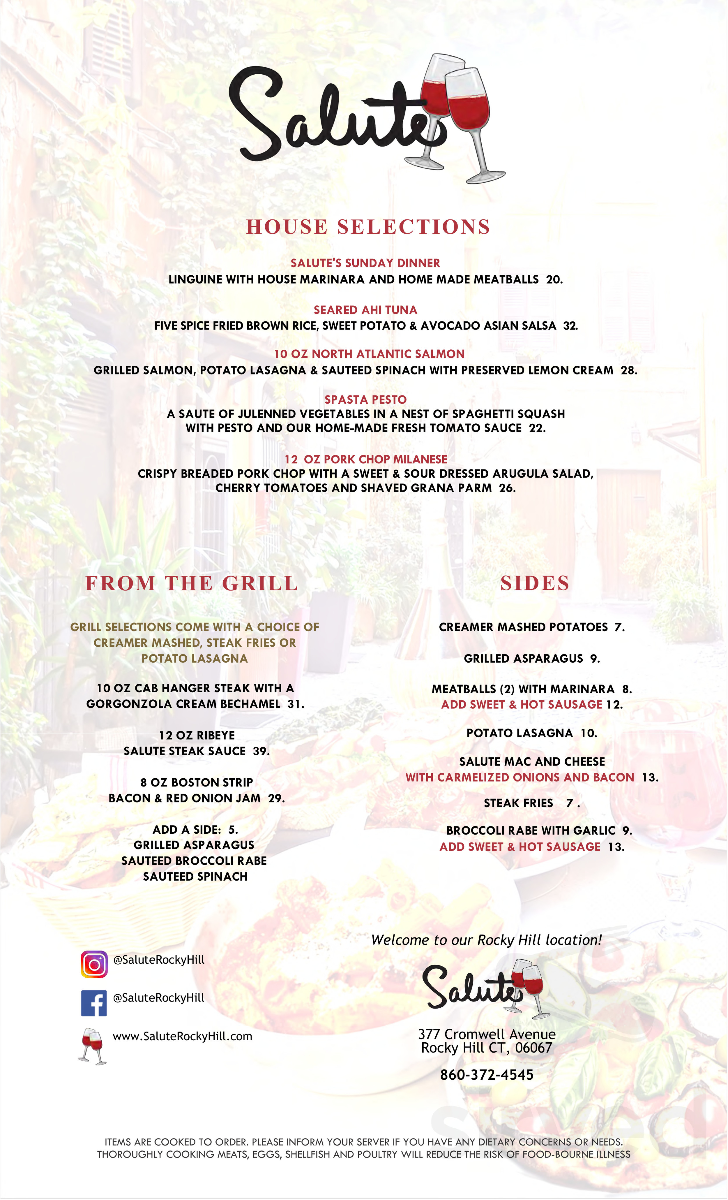 Salute menus in Rocky Hill, Connecticut, United States