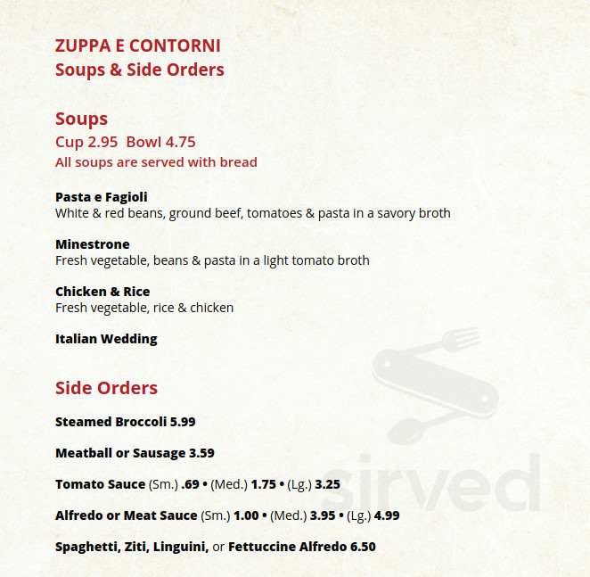 Gino's Pizza & Pasta menu in Oviedo, Florida, USA