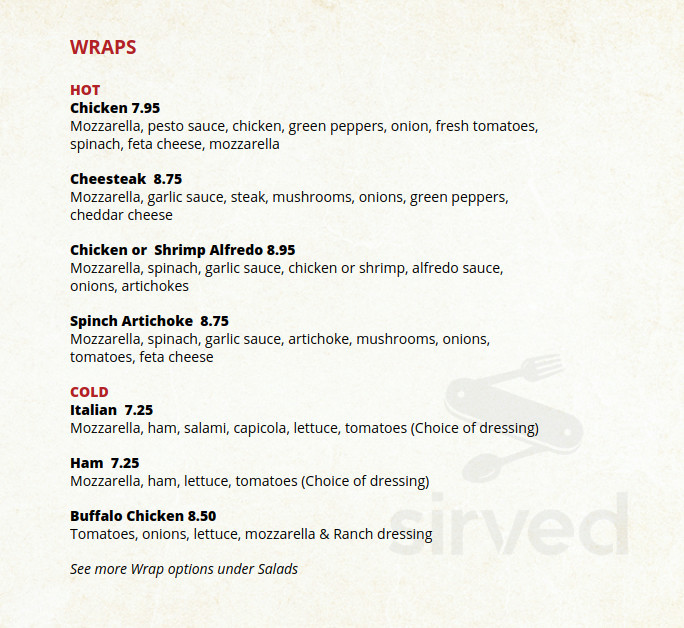 Gino's Pizza & Pasta menu in Oviedo, Florida, USA