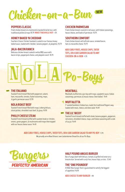 Peppers Pizzeria of Houma menu in Houma, Louisiana, USA