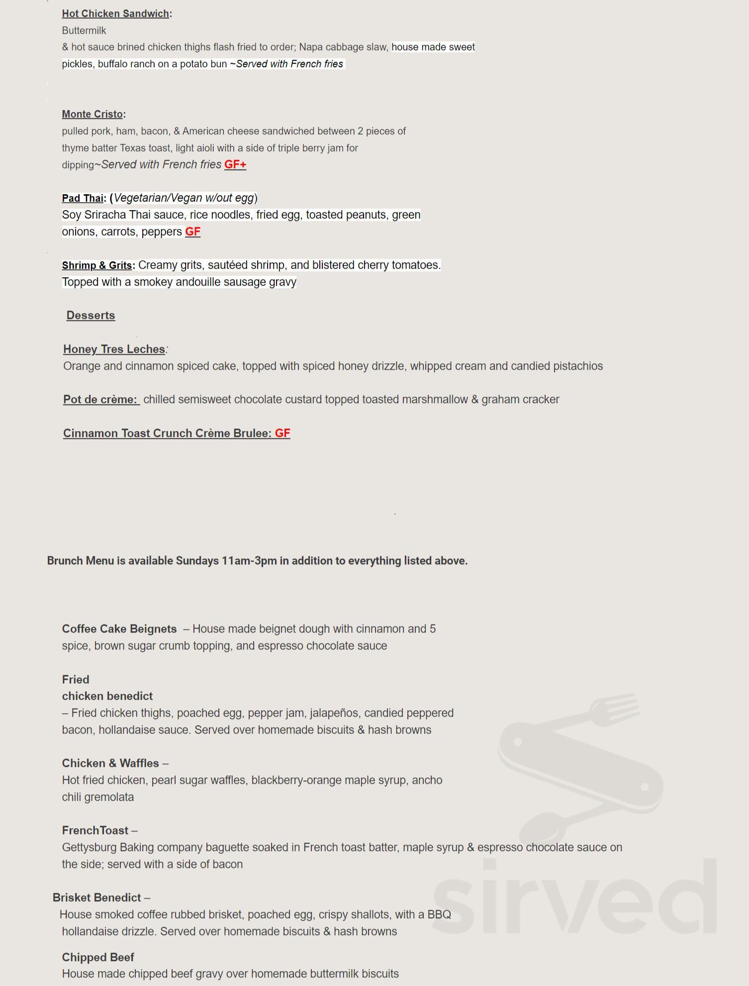 Gluten-Free Menu - Photo from Mason Dixon Distillery