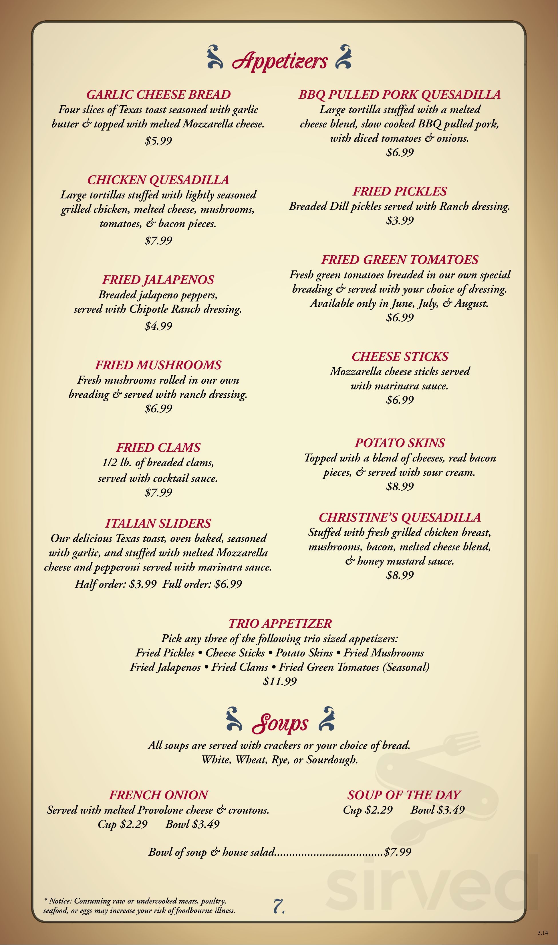 Saras Family Restaurant menu in Fort Wayne, Indiana, USA