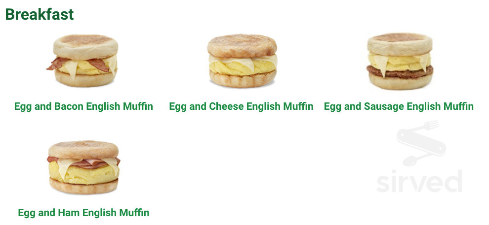Subway menu in Enderby, British Columbia