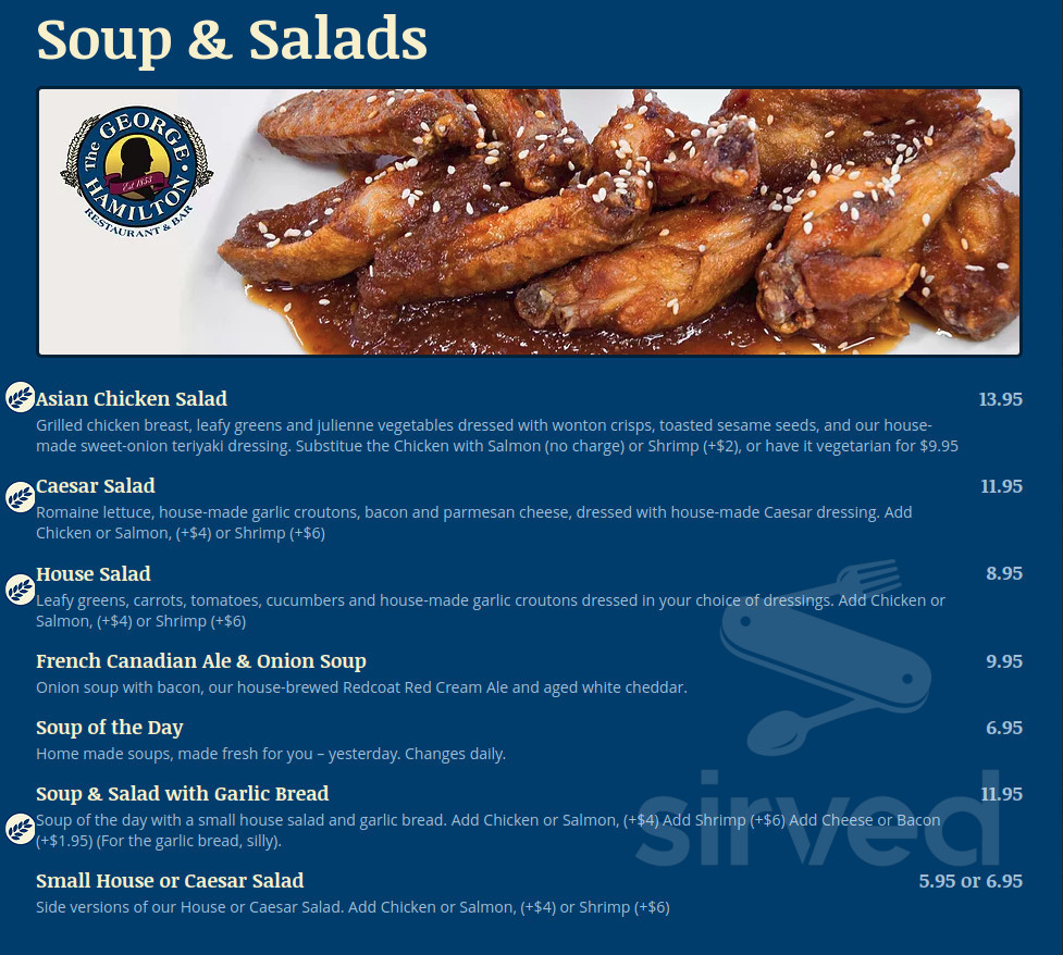 Menu - Hamilton ON's The George Hamilton Restaurant & Brewery | Sirved