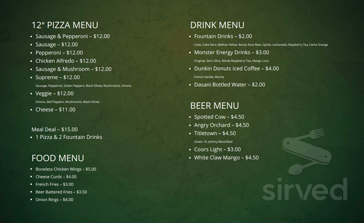 Edge VR Arcade & Gamers Lounge menu in Green Bay, Wisconsin