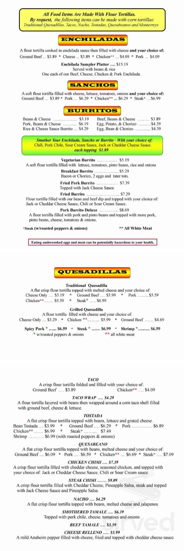Greendoor LaFamilia menu in Arkansas City, Kansas