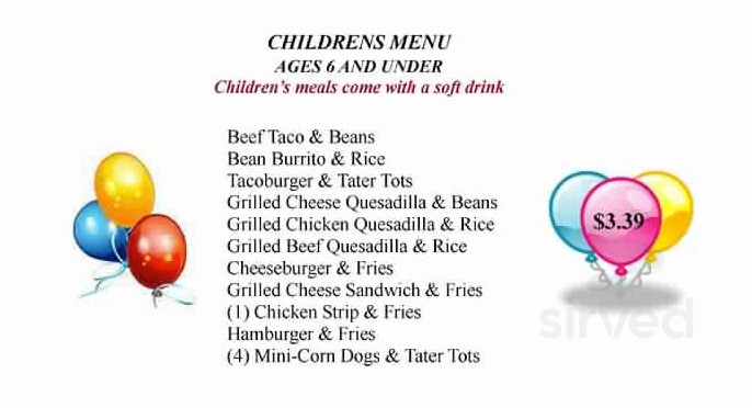 Greendoor LaFamilia kids menu in Arkansas City, Kansas
