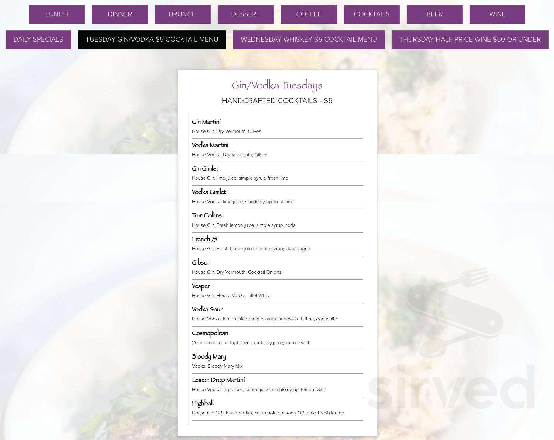 Café Lily menu in Decatur, USA