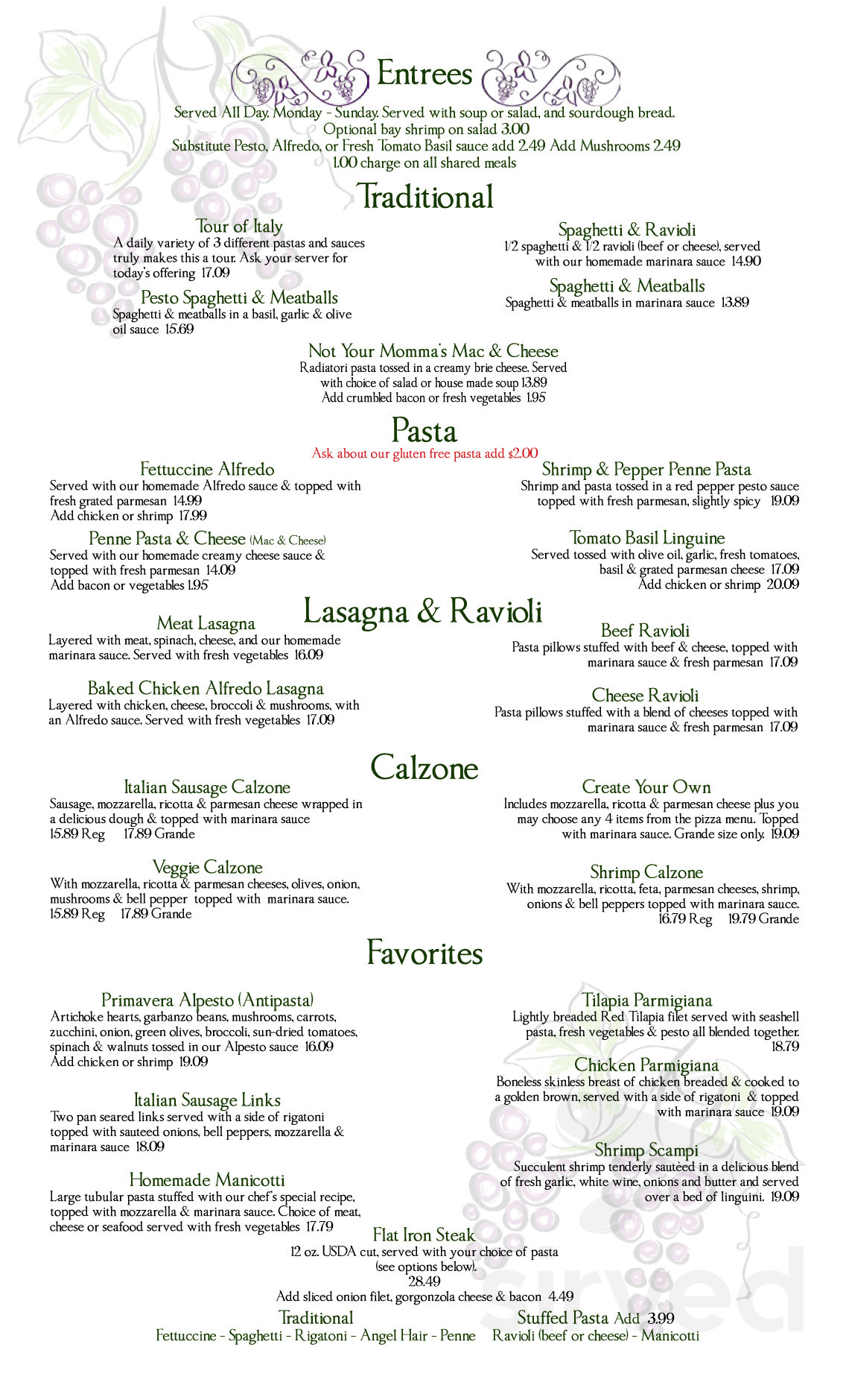 Cignos Italian Restaurant menu in Sutherlin, Oregon, USA