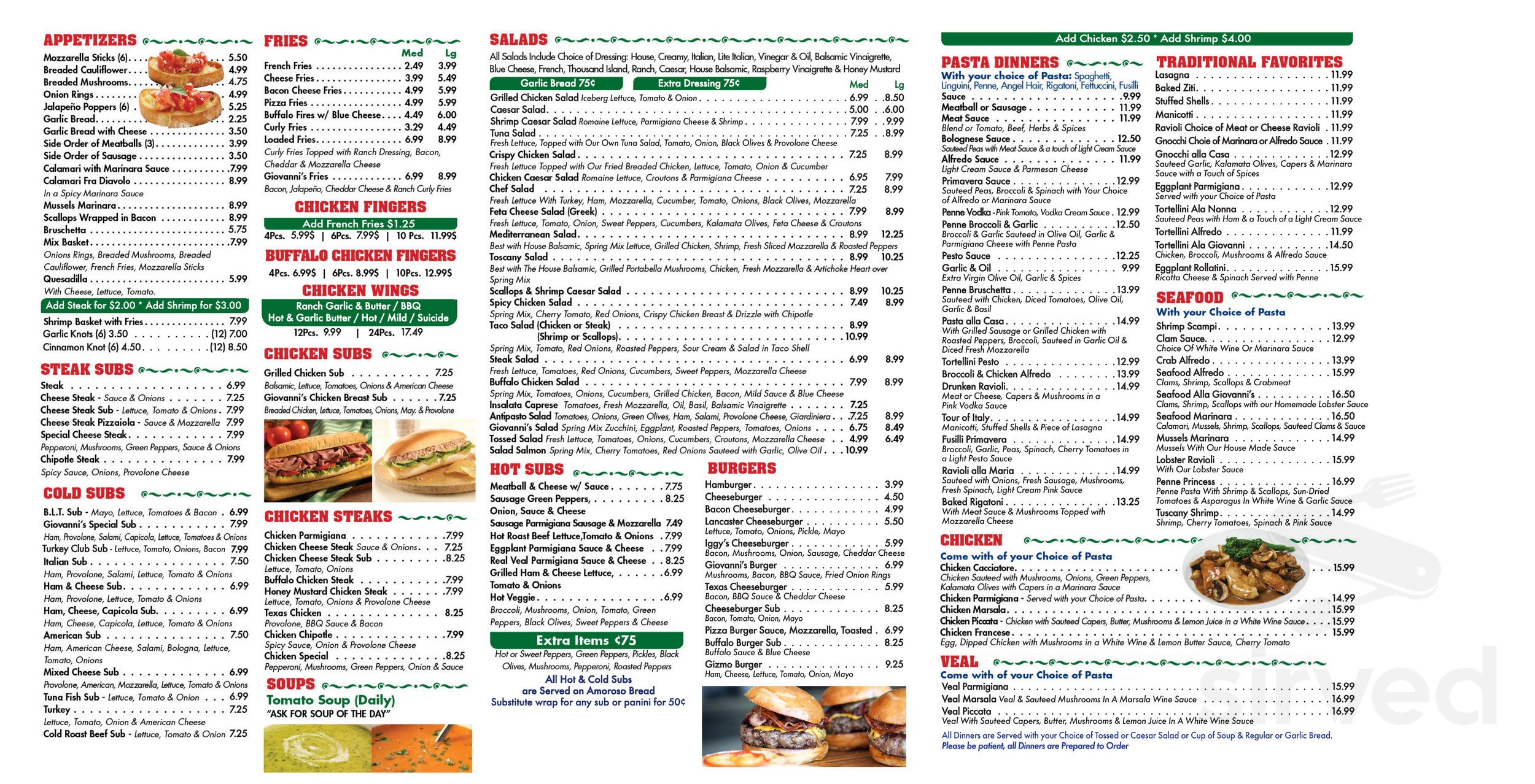 Giovanni's Italian Restaurant menus in Reinholds, Pennsylvania, United