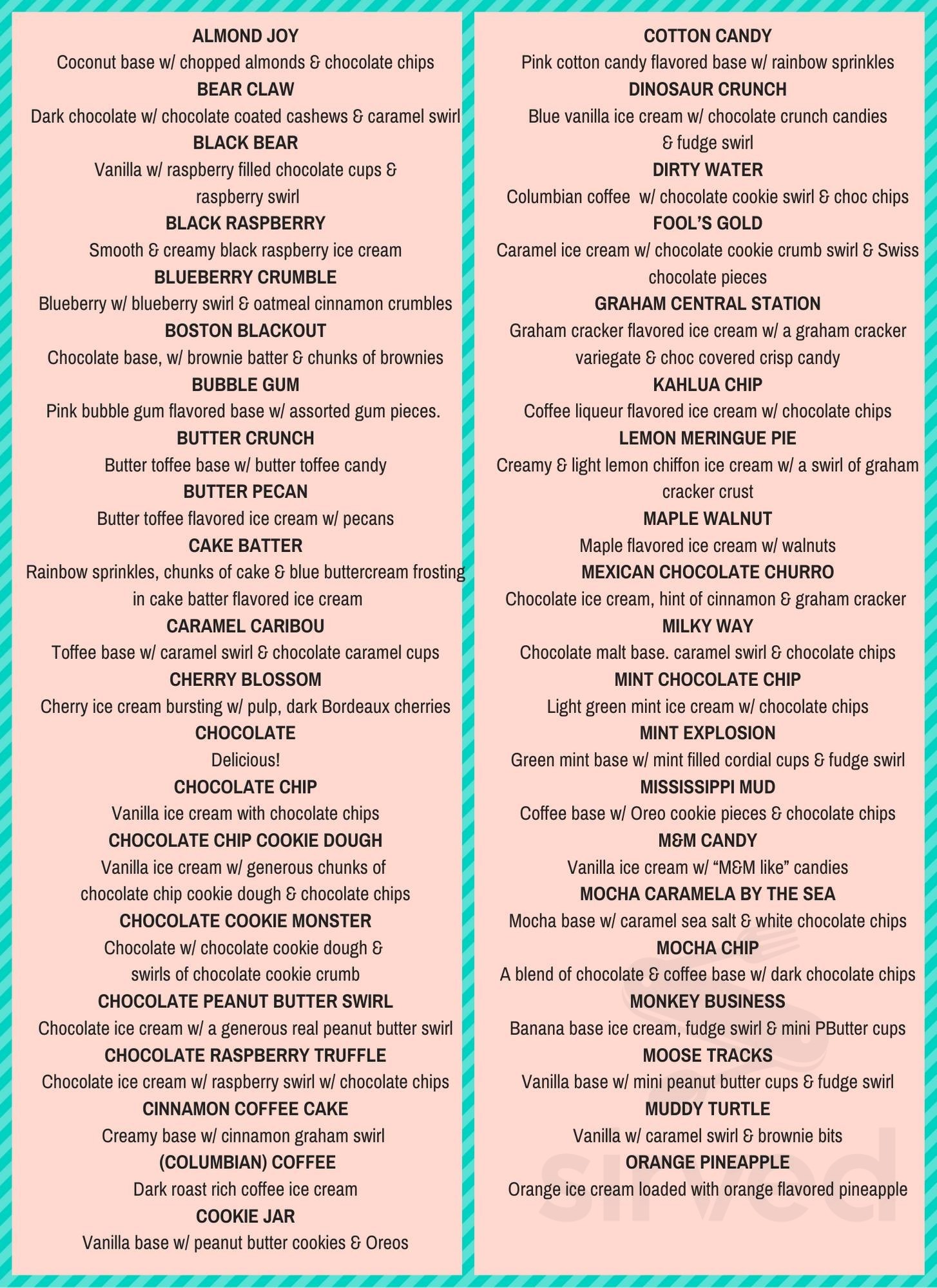 Scoop Deck menu in Wells, Maine, USA