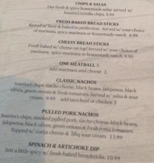 Saw Tooth Roadhouse menu in Hood River, Oregon
