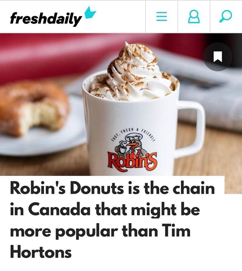 Robin's Donuts menu in White River, Ontario, Canada