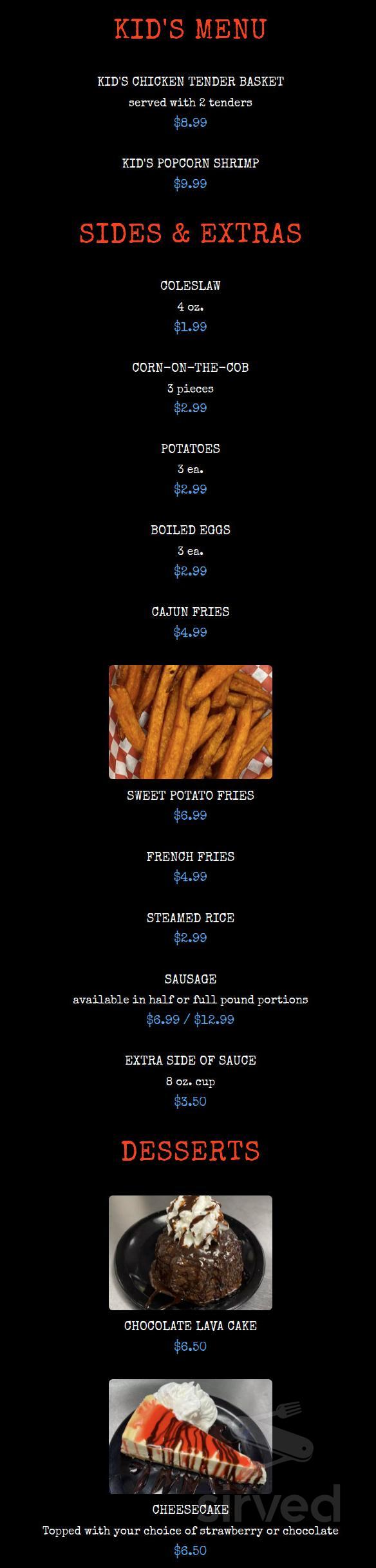 Cincy Seafood Crescent Springs KY menu in Crescent Springs, Kentucky, USA