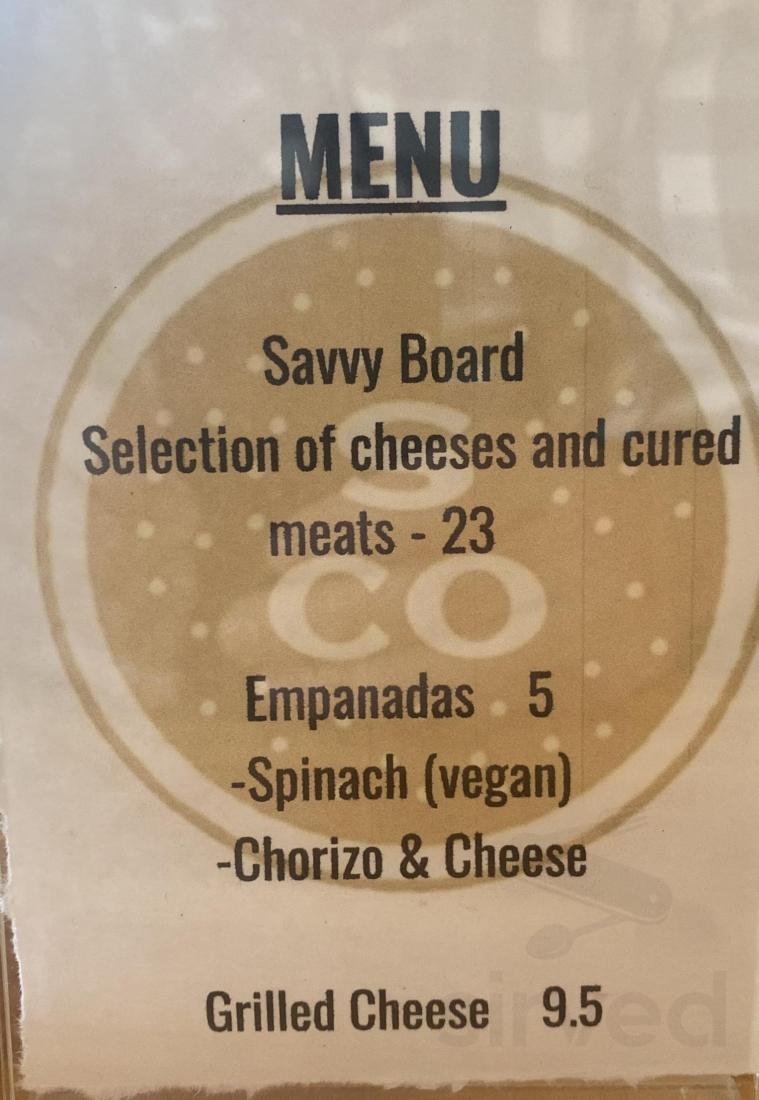 Savvy Rasa Menu The Savvy Co. menu in Flesherton, Ontario, Canada
