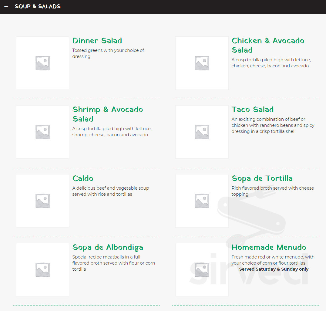 Garcia's Las Avenidas menu in Phoenix, Arizona, USA