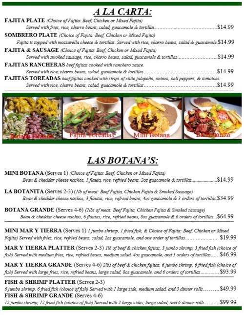 Monterrey Cafe menu in Weslaco, Texas, USA