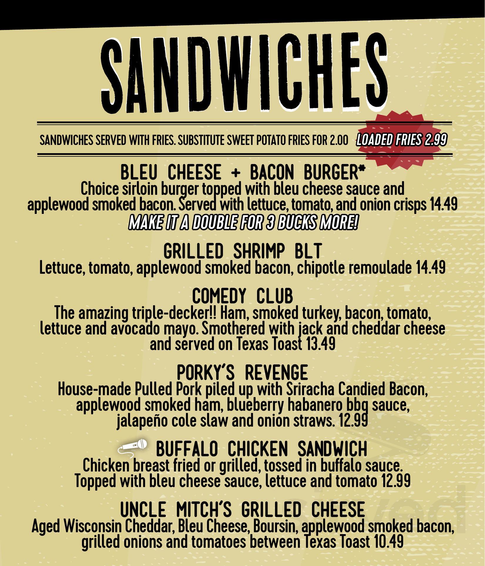 Hartford Funny Bone Comedy Club and Restaurant menu in Manchester, Connecticut, USA Hartford Funny Bone Comedy Club and Restaurant menu in Manchester, Connecticut, USA