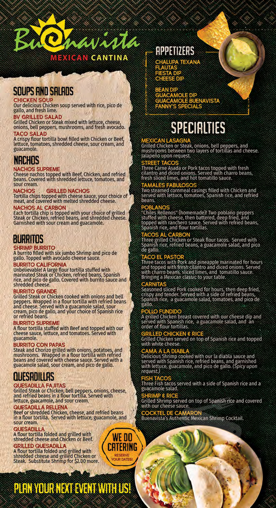 buena vista mexican restaurant and cantina philadelphia menu