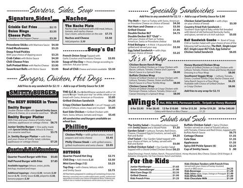 Smitty's Place menu in Elyria, Ohio, USA