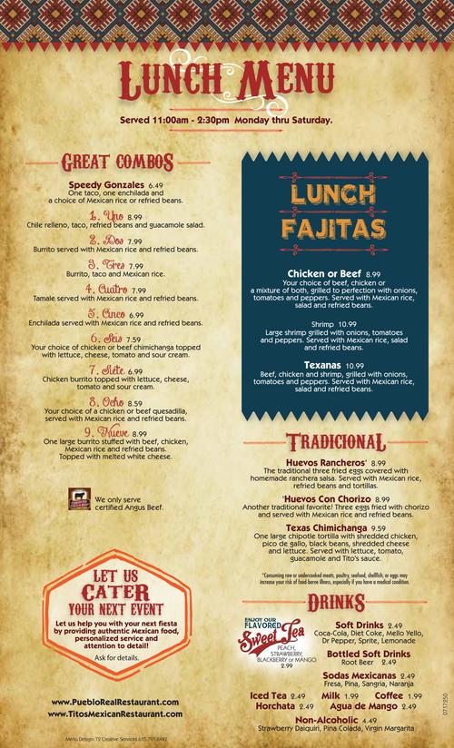 Titos mexican restaurant nolensville menu in nashville tennessee usa